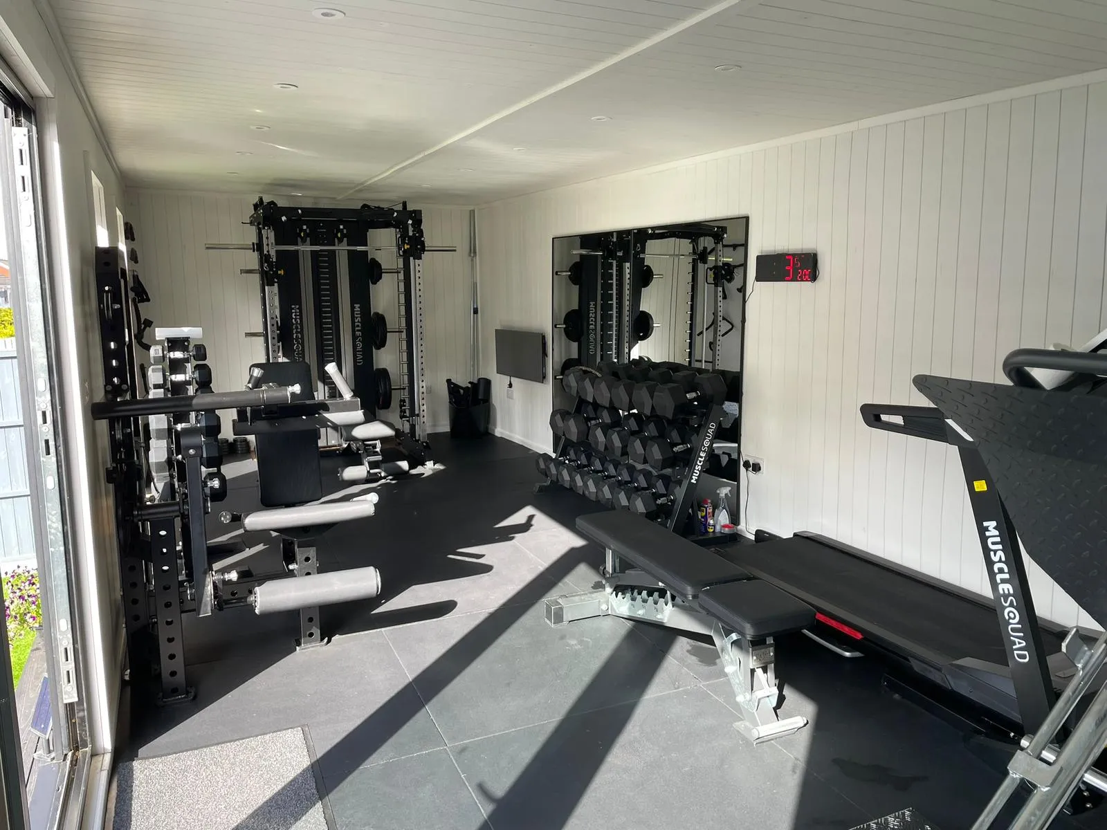 Inside the studio, looking towards the front